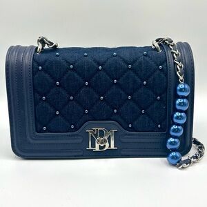 BADGLEY MISCHKA MSRP $159 Denim Diamond Quilted Crossbody